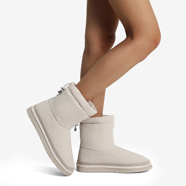 Faux Fur Lined Snow Boots - OFF-WHITE - 1